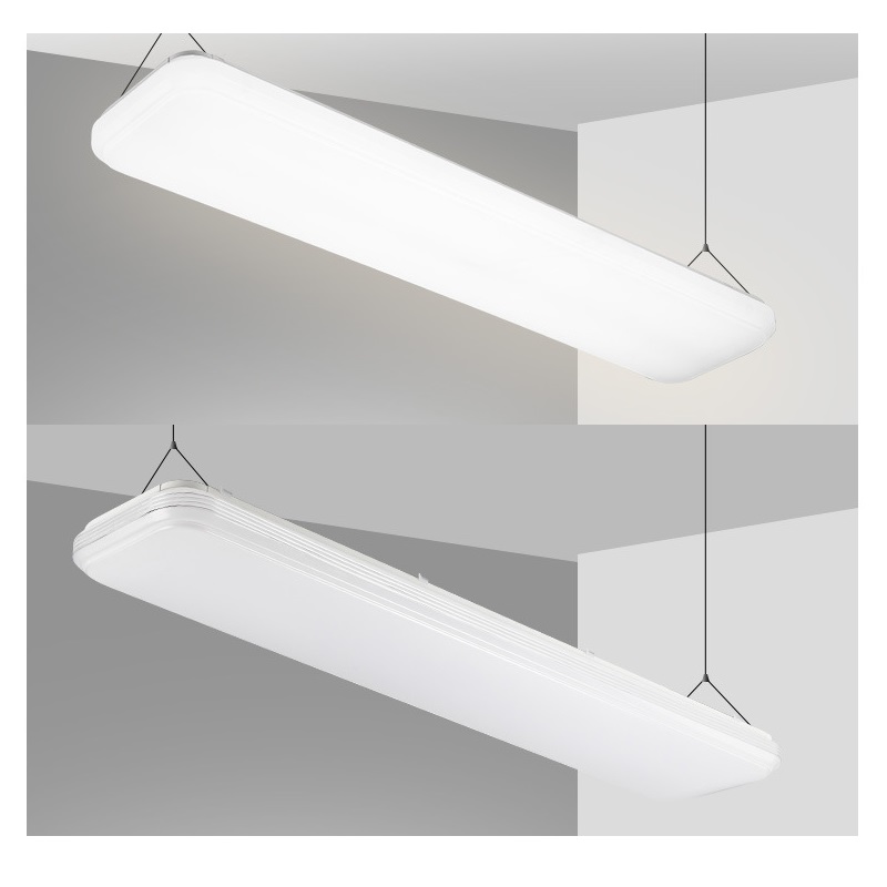 4FT LED Commercial Wrapp Shop Light Fixure 60W Low Bay Linear Flushmount Office Ceiling [4 lampa 32W Fluorescent Likvärdig] 500K Daylight White ETL Listad
